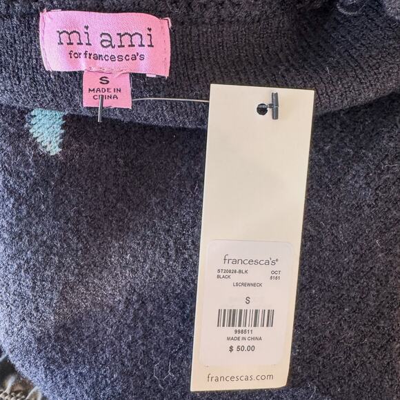 Francesca’s Rose Intarsia’s Embroidered Sweater, Women’s Size Small-New With Tag - Picture 6 of 9